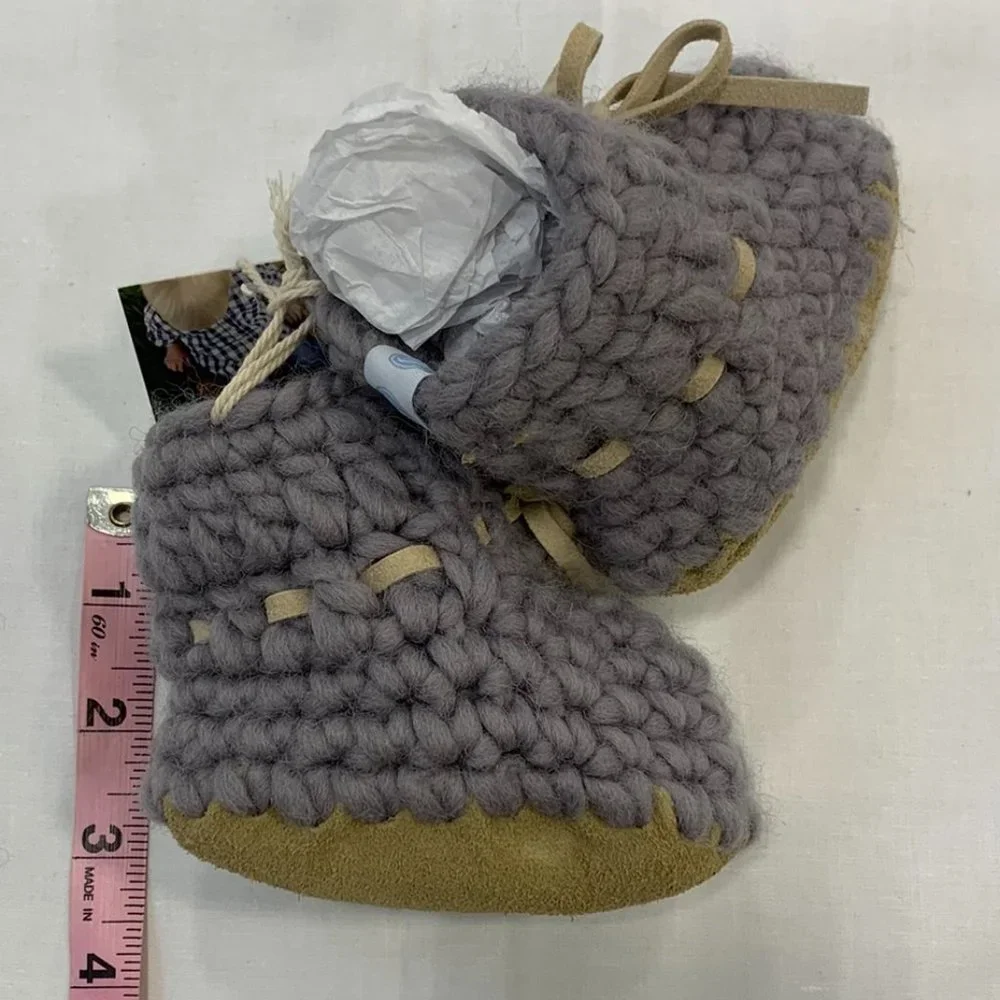 NWT Sweater Moccs Baby Booties, Gray, 0-6 mo